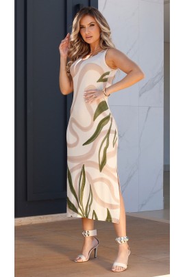171125 - Vestido Longo Ramany Estampa Folhagem